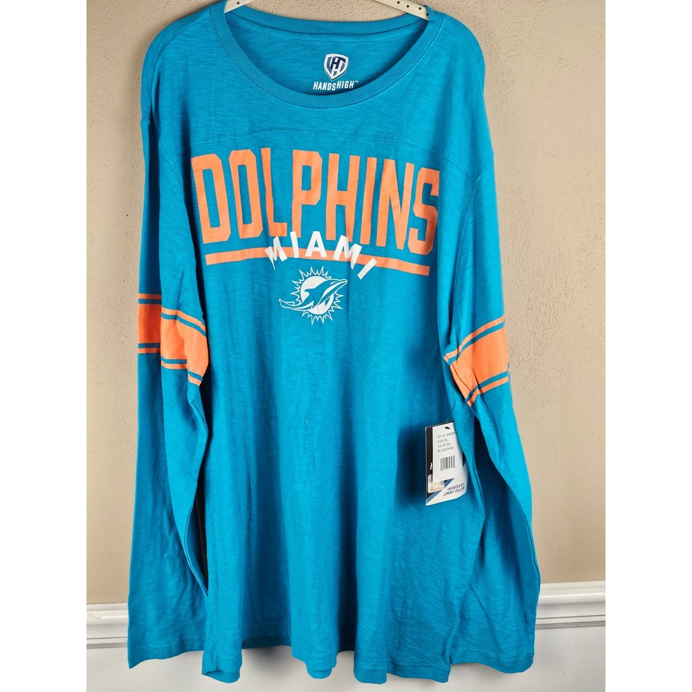 NWT Hands High Mens NFL Miami Dolphins Long Sleeve Shirt Top 2XL